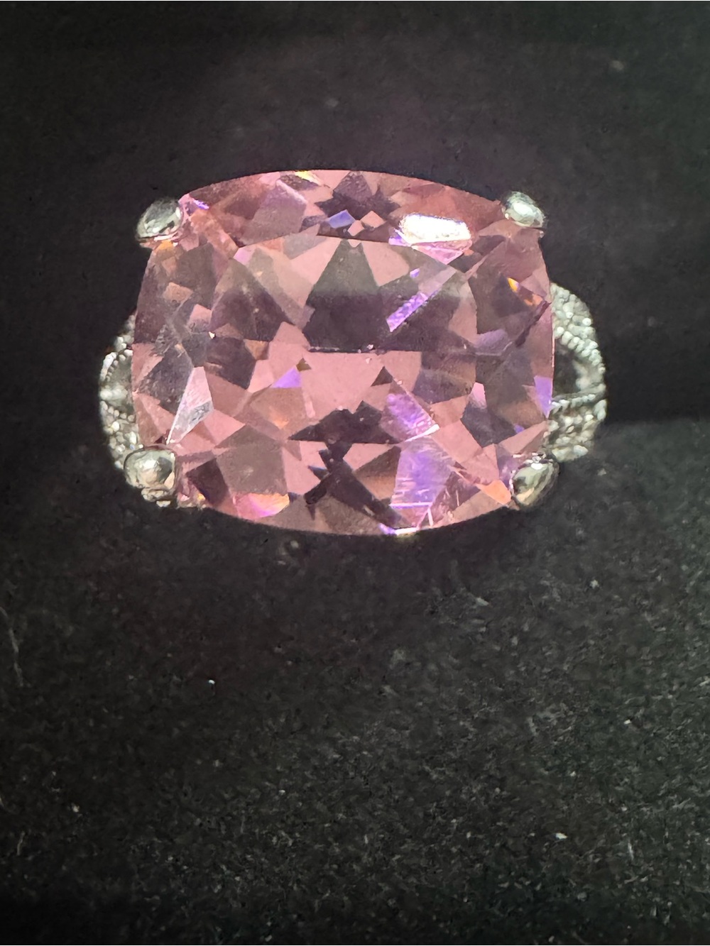 LBD Laihas Bohemian Dreaming Pink Cushion Cocktail Ring stamped 925